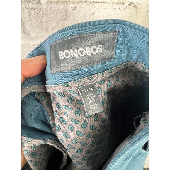 Bonobos Men's Mid Rise Straight Leg Chino Pant Flat Front Teal Blue Size 32/32 - Picture 3 of 4